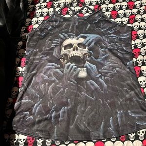 Woman’s Sexy Skull Black/Gray Top Size Medium Silky Material